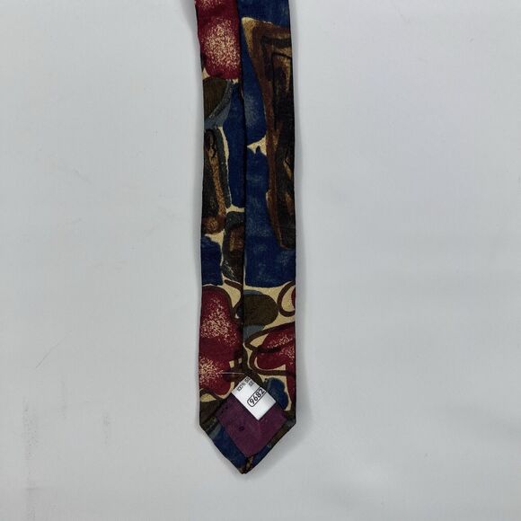 St Michael Marks & Spencer Vtg 90s Silk Multicolor Abstract Floral Neck Tie - Picture 6 of 7